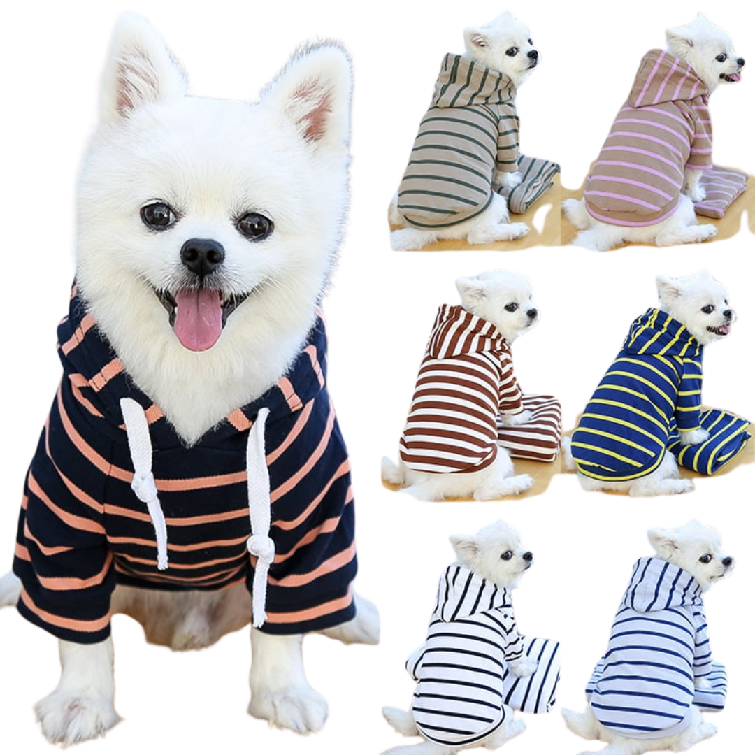 Pet Dog Cat Hoodie Striped Clothes