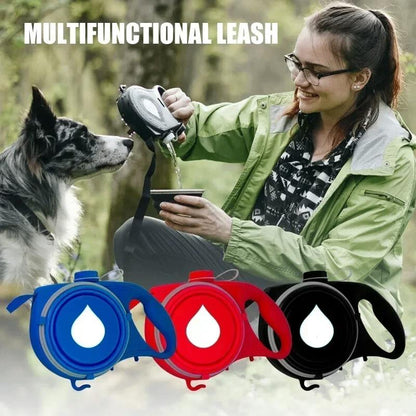 Multifunction Dog Leash with Built-in Water Bottle & Bowl