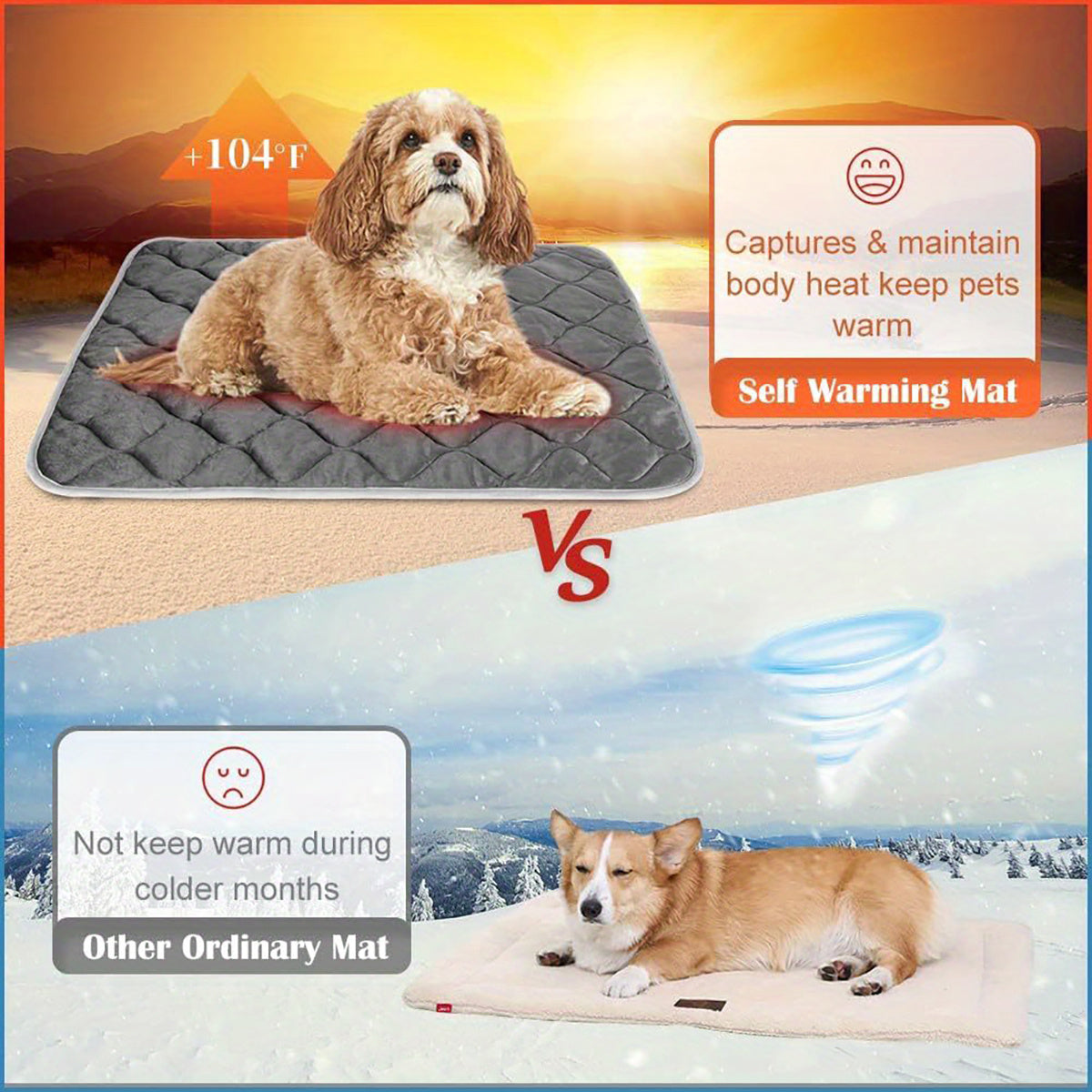 Self-Heating Washable Pet Mat – Non-Slip Thermal Pad for Dogs & Cats